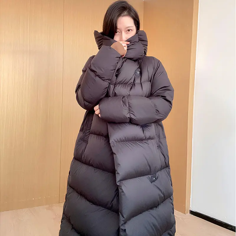Oversized Women's Down Jacket Long Hooded Parkas 2023 New Fashion Lightweight Warm 90% White Duck Down Coats Winter Overcoat