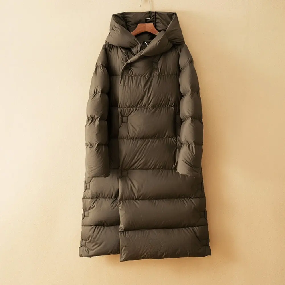 Down Jacket Women Long Hooded Parkas Coat Oversized 2024 New Fashion Lightweight Warm 90% White Duck Down Coats Winter Overcoat