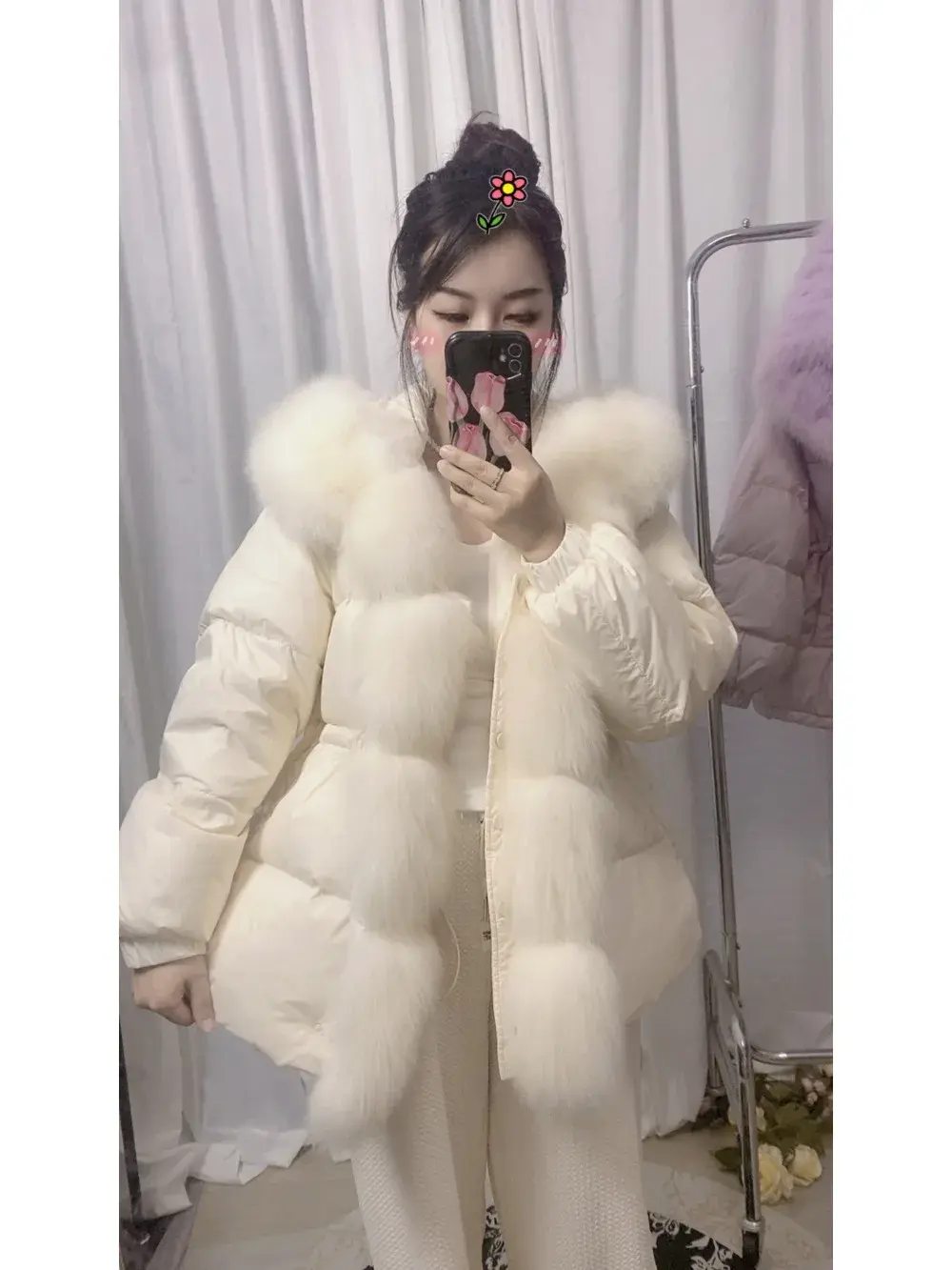 White Goose Down Jacket New Winter Long Hooded Puffer Jacket Women Warm Thickened Real Fox Fur Collar Waterproof Parkas