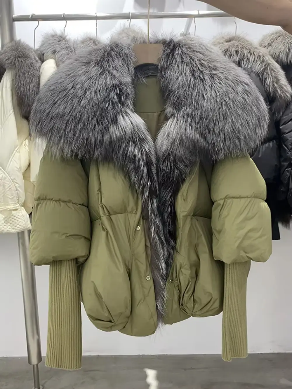 2024 Winter Women Puffer Coat Large Real Fox Fur Collar Thick Luxury Parkas Outerwear Female 90% White Duck Down Jacket