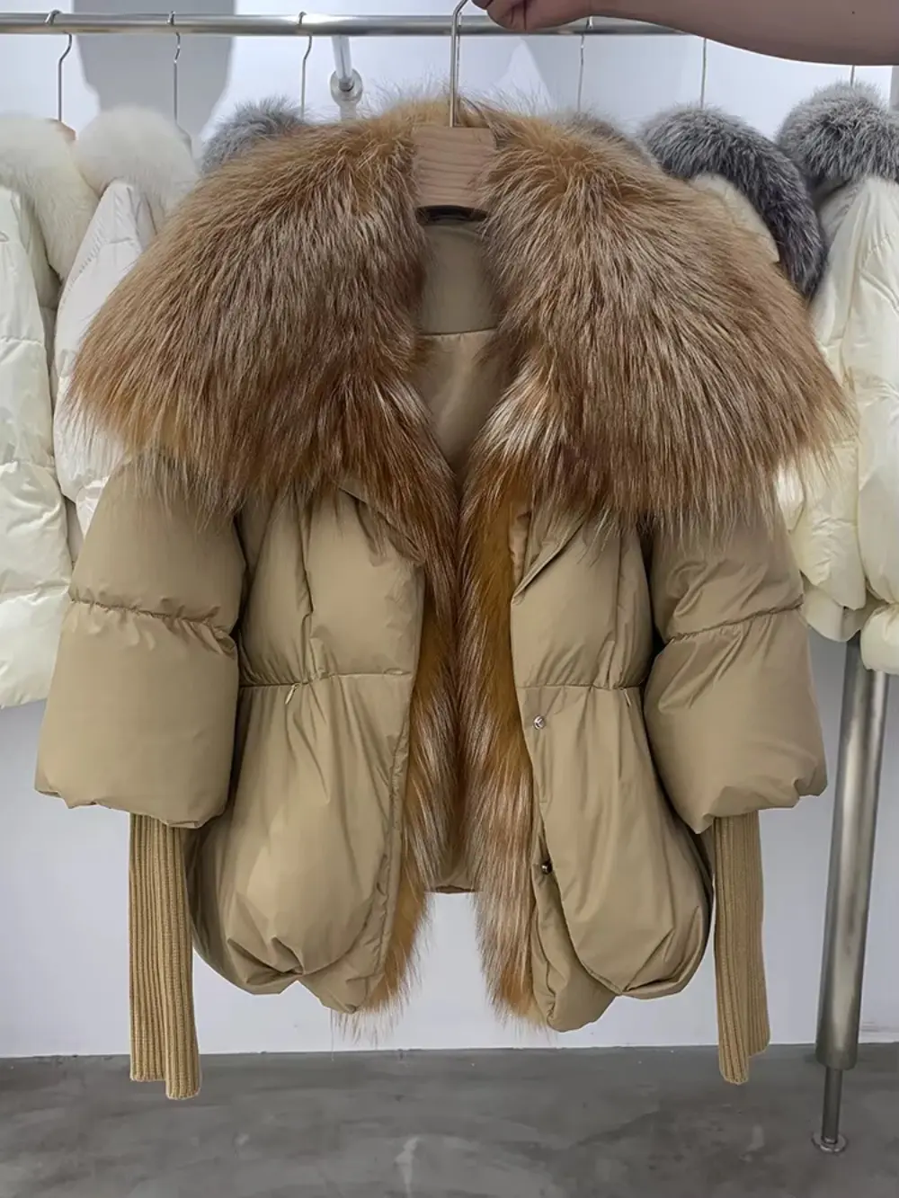 2024 Winter Women Puffer Coat Large Real Fox Fur Collar Thick Luxury Parkas Outerwear Female 90% White Duck Down Jacket