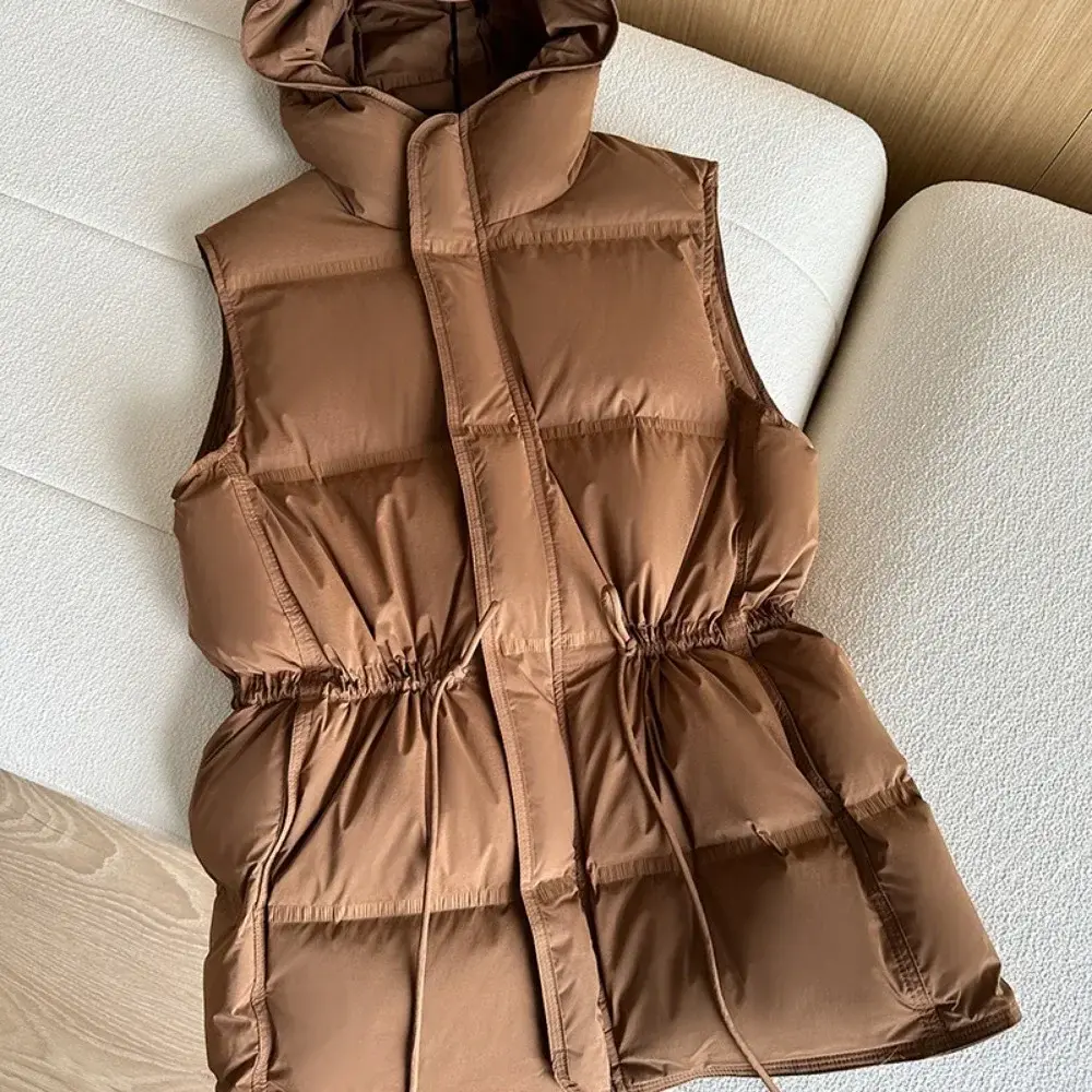 Spring Waistcoat Down Jacket Women Short Waist Slimming Vest Vest Coat 2024 New Fashion European Winter White Duck Down