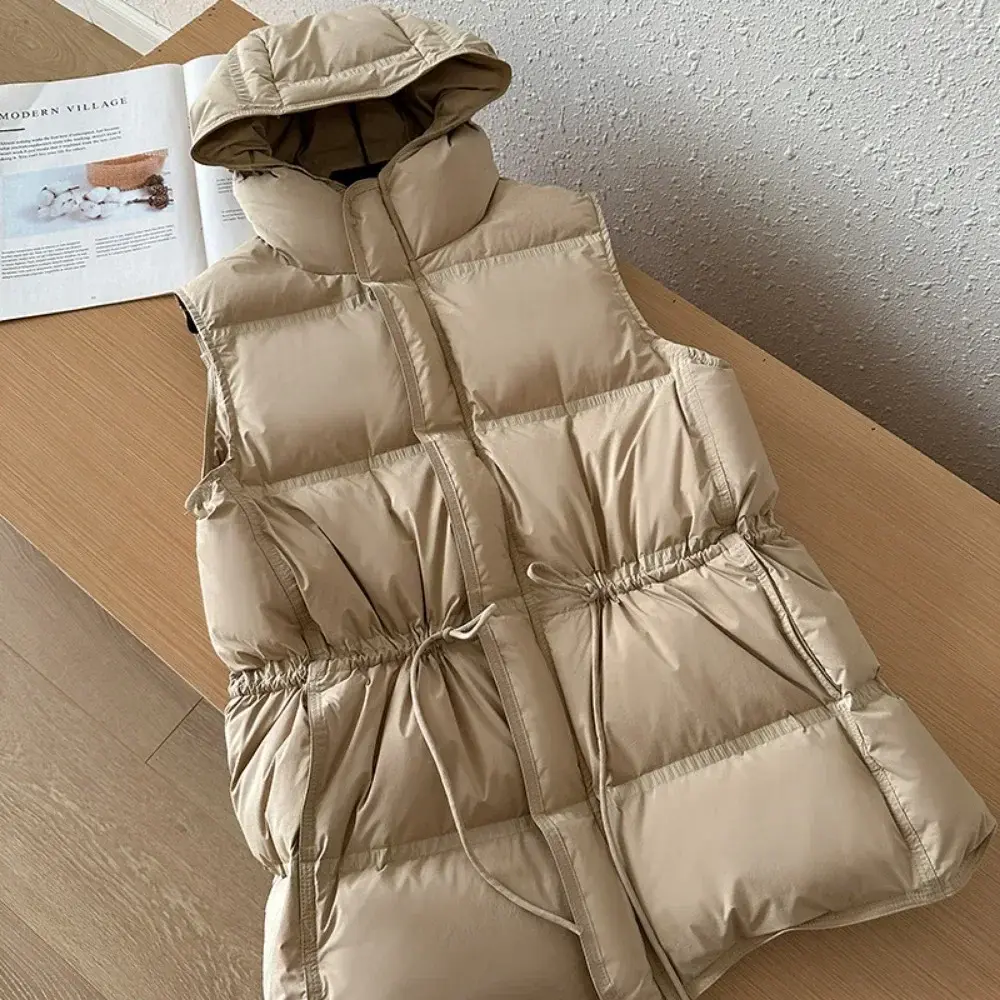 Spring Waistcoat Down Jacket Women Short Waist Slimming Vest Vest Coat 2024 New Fashion European Winter White Duck Down