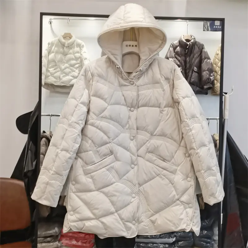 2023 New Winter 90％ Duck Down Coat Women Ultra Light Puffer Feather Jacket Hooded Autumn MidLong Casual Lightweight Female Parka
