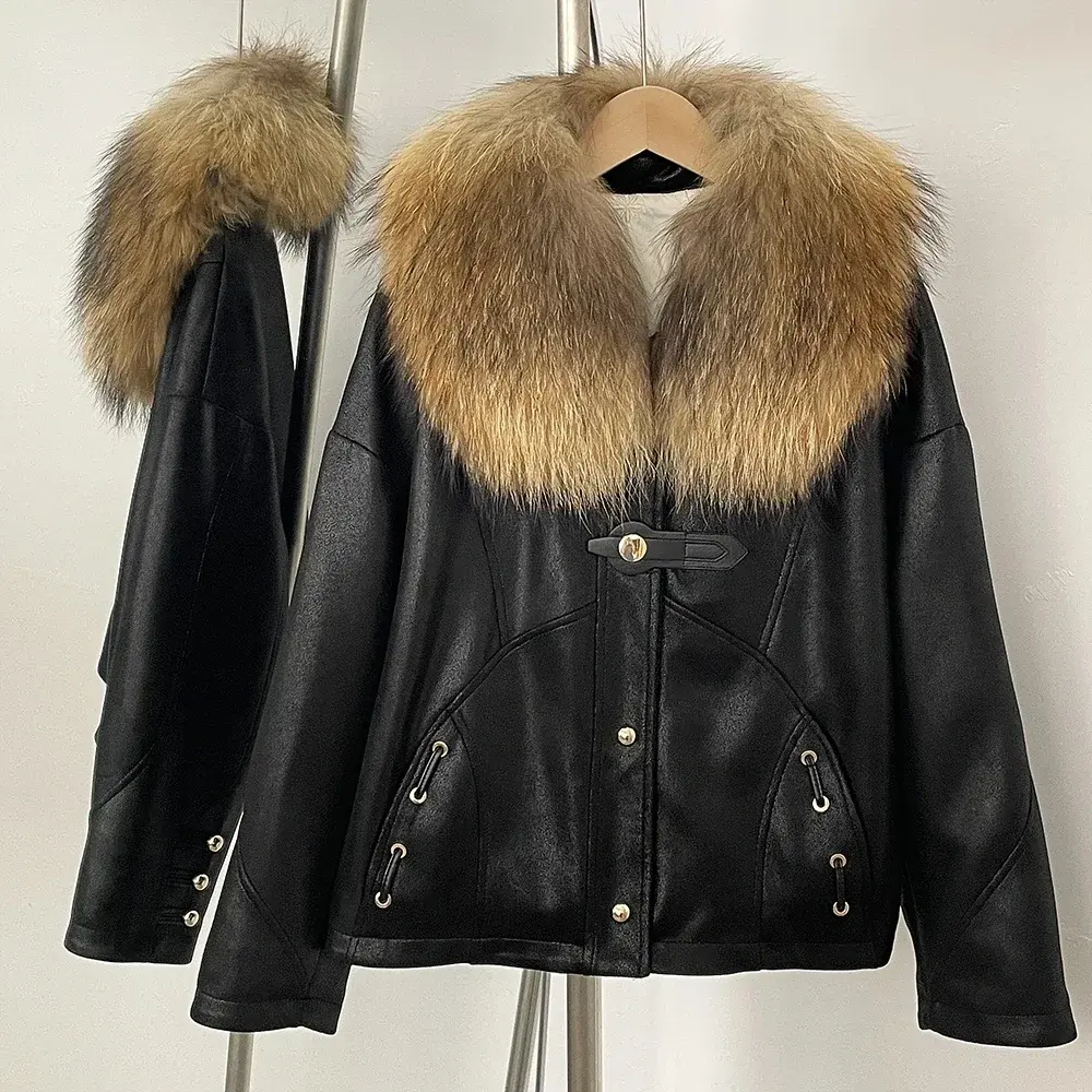 Down Jacket Women Suede Autumn White Goose Down Coat Women Winter Clothing Female Warm Real Fox Fur Collar Puffer Jacket Lady