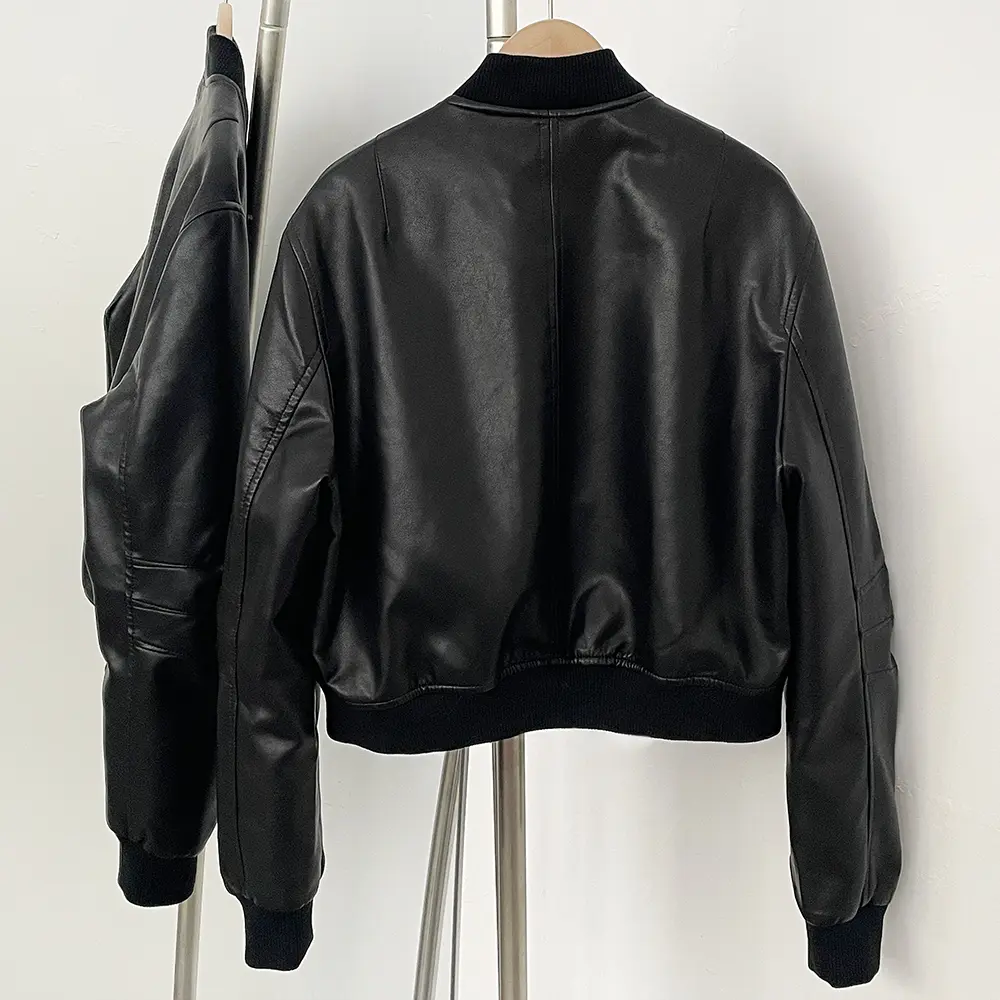 PU Jacket Autumn and Winter New Women's American Retro Short Leather Jacket Casual Loose Fashion Motorcycle Faux Leather Coat