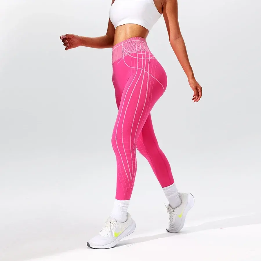 Women Sports Stripe Leggings Seamless Yoga Pants Sportswear Woman Gym Trousers High Waist Tummy Control Fitness Workout Leggings