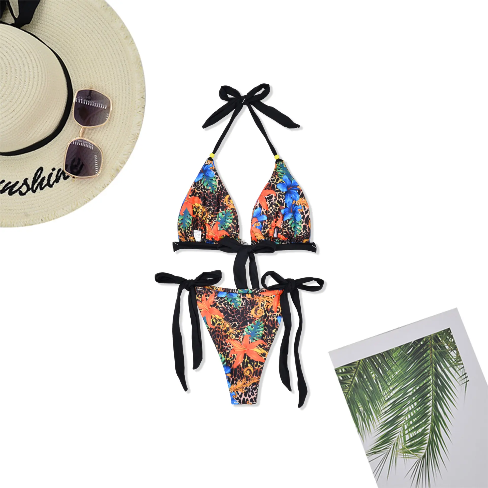 2025 new women's bikini fashion swimsuit split print swimsuit