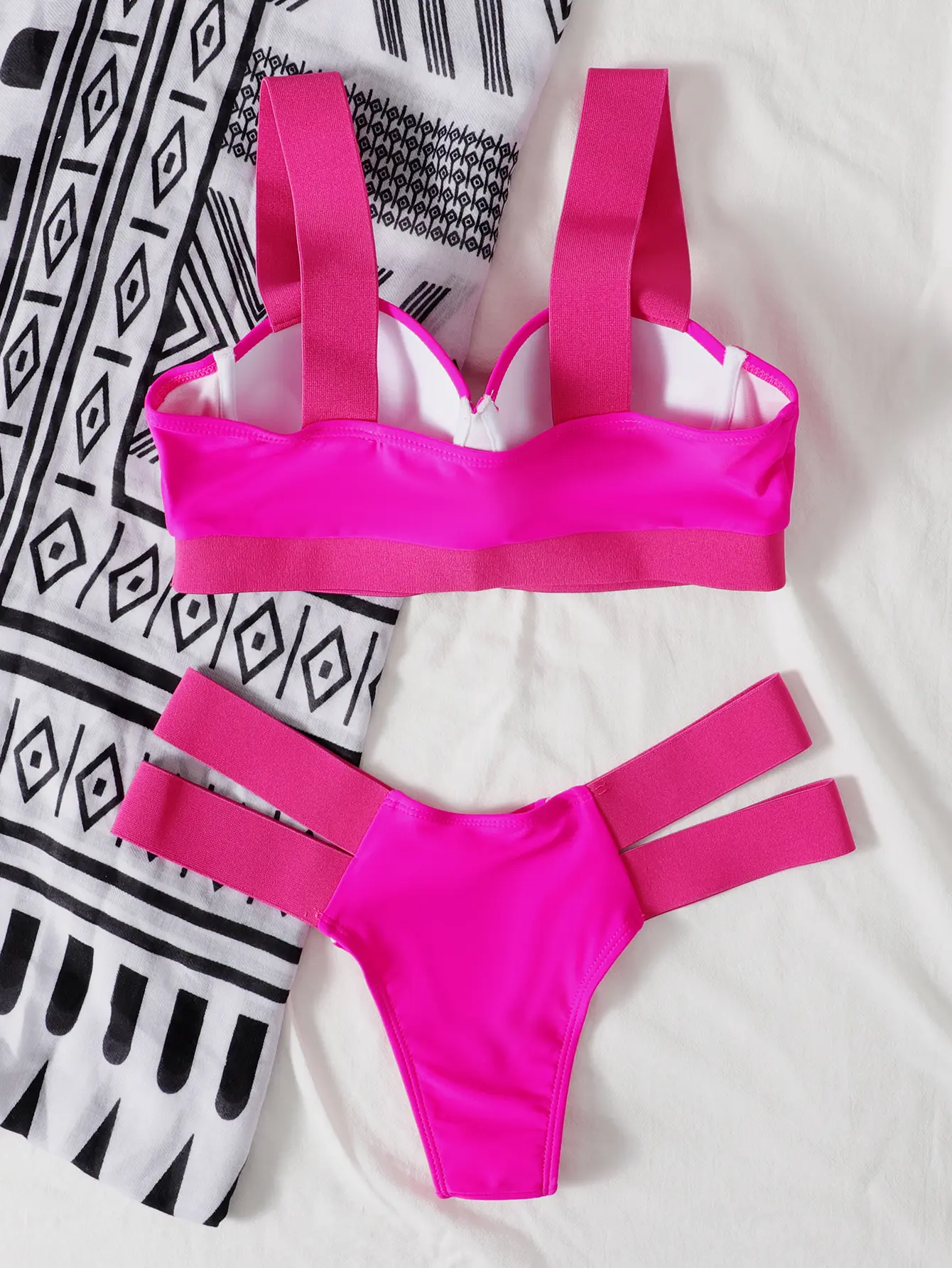 New Swimwear Steel-support Gather-up Women's Bikini Contrast Swimsuit