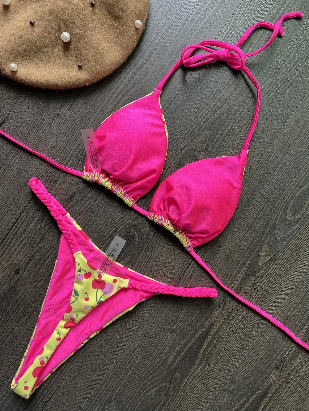 Beautiful Women Bikini suit Cherry Print Sexy Tango Swimsuit Women Beach Suit