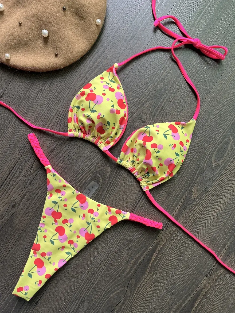 Beautiful Women Bikini suit Cherry Print Sexy Tango Swimsuit Women Beach Suit