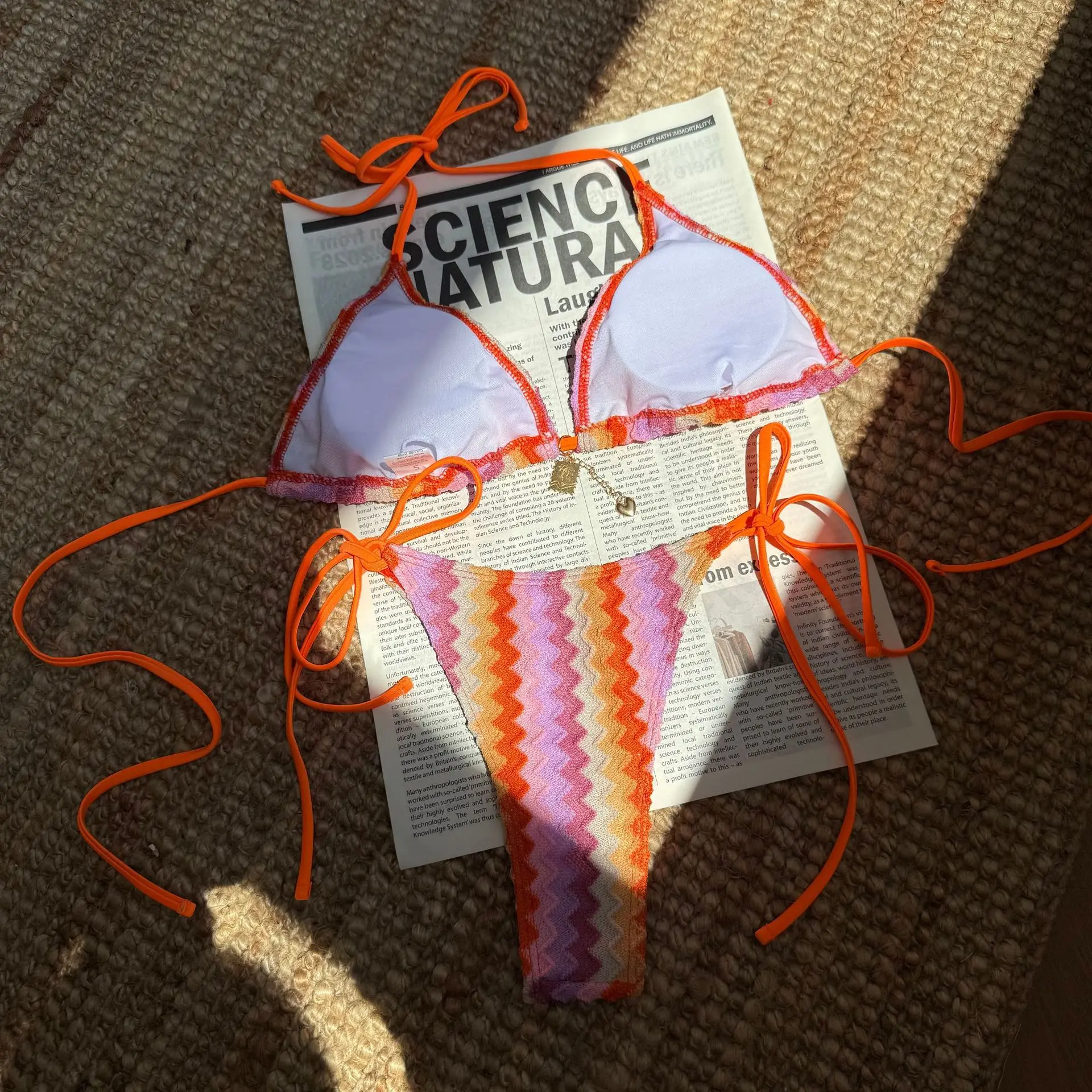 2025 new striped gradient bikini summer beach swimsuit ladies split swimsuit