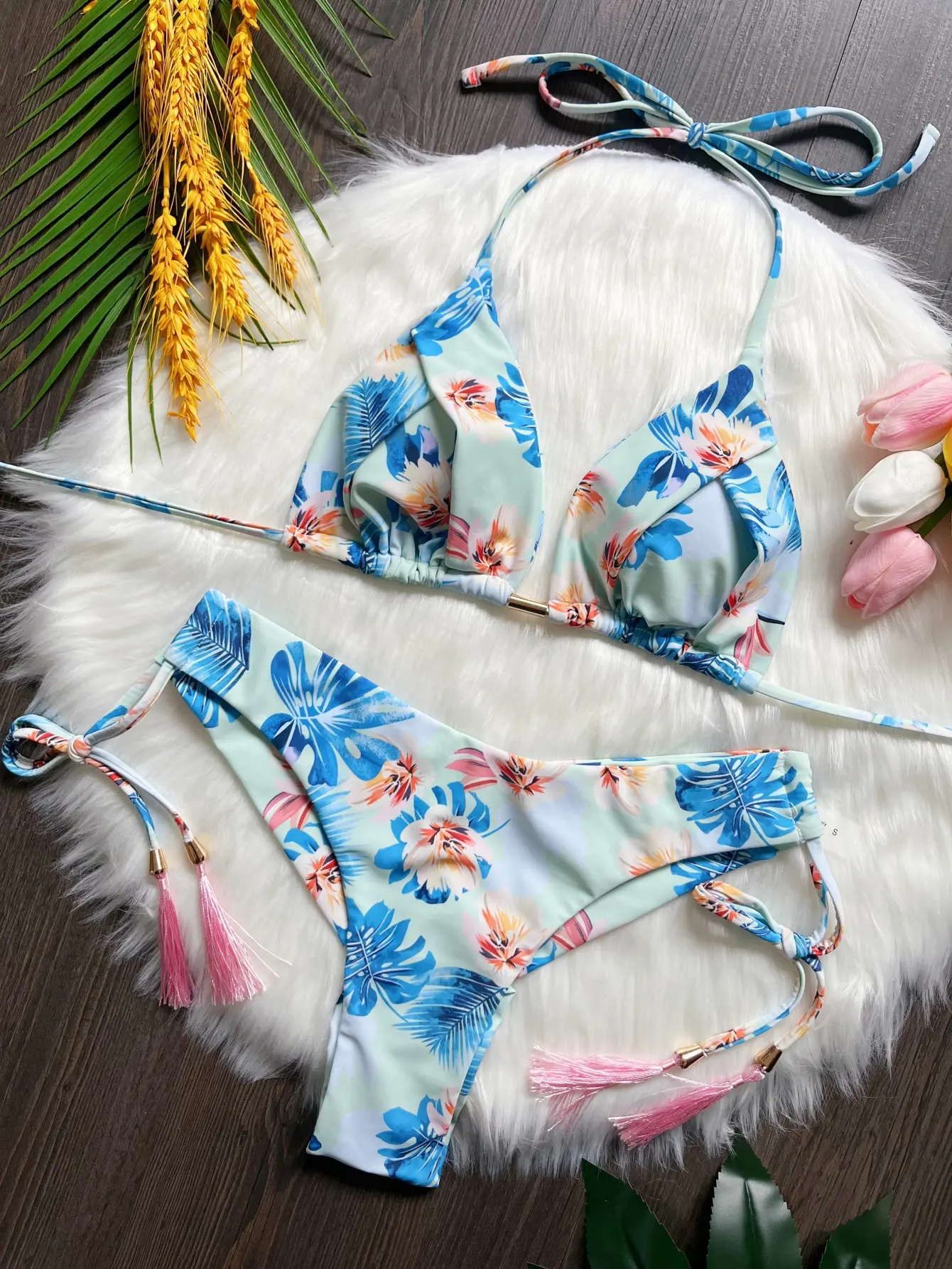2024 New Printed Split Bikini Swimsuit Sexy Triangle Women Swimsuit Swimsuit
