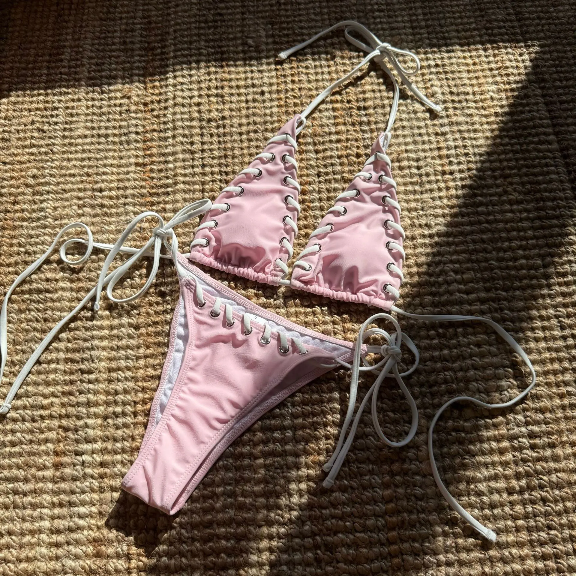 2025 new rope strap split bikini beach beach ladies swimsuit