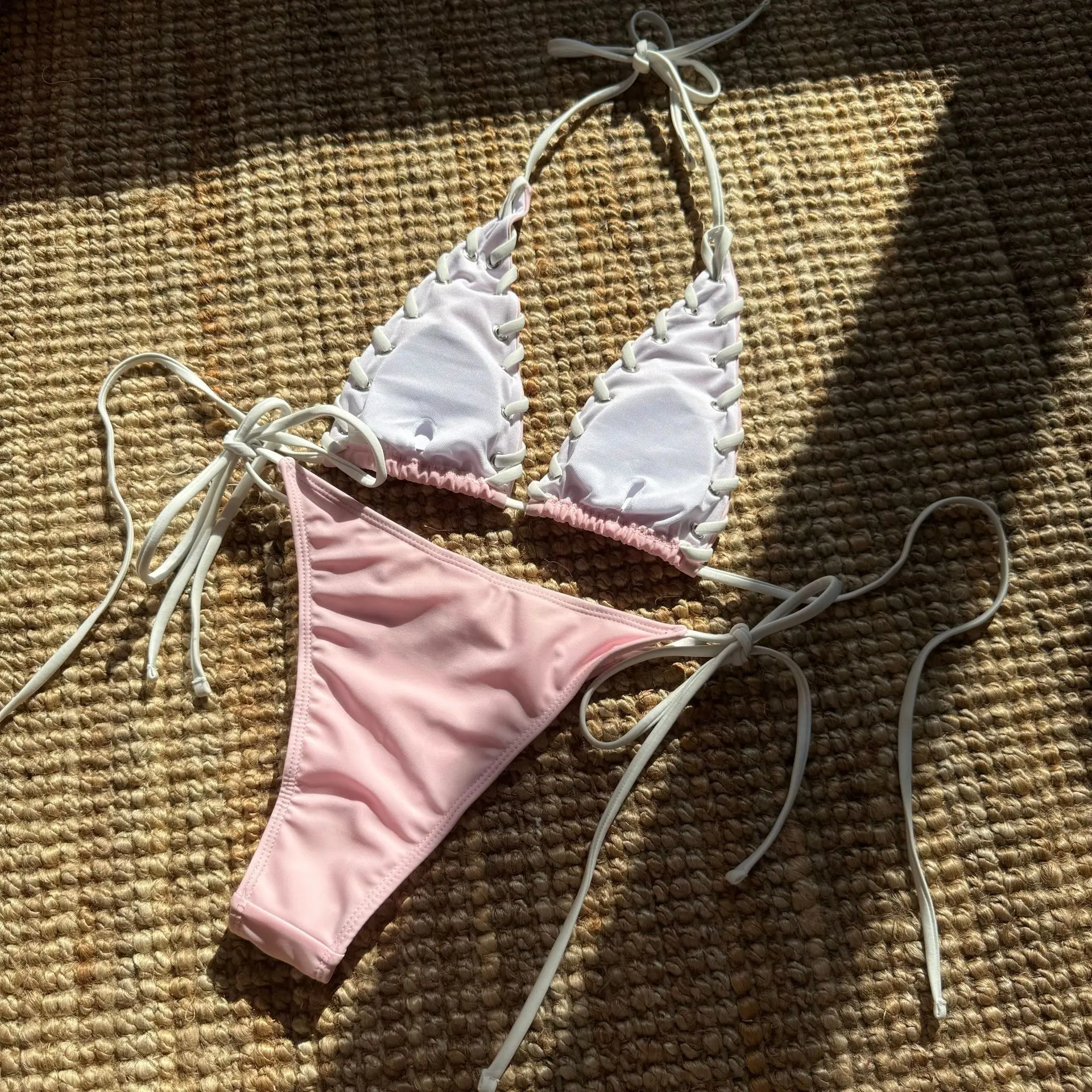 2025 new rope strap split bikini beach beach ladies swimsuit