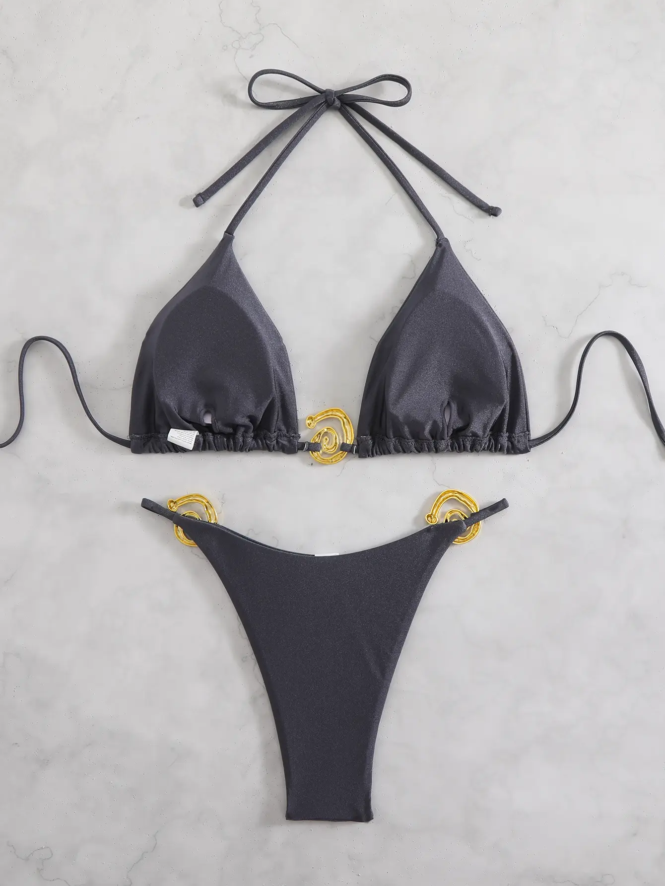 2025 new bikini with metal ring auxiliary conch split swimsuit beach swimsuit