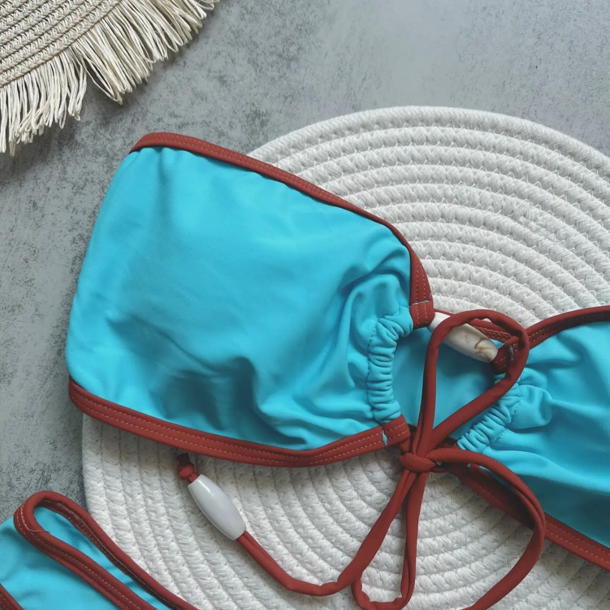 2025 Women's new solid color bikini backless split swimsuit nylon bikini