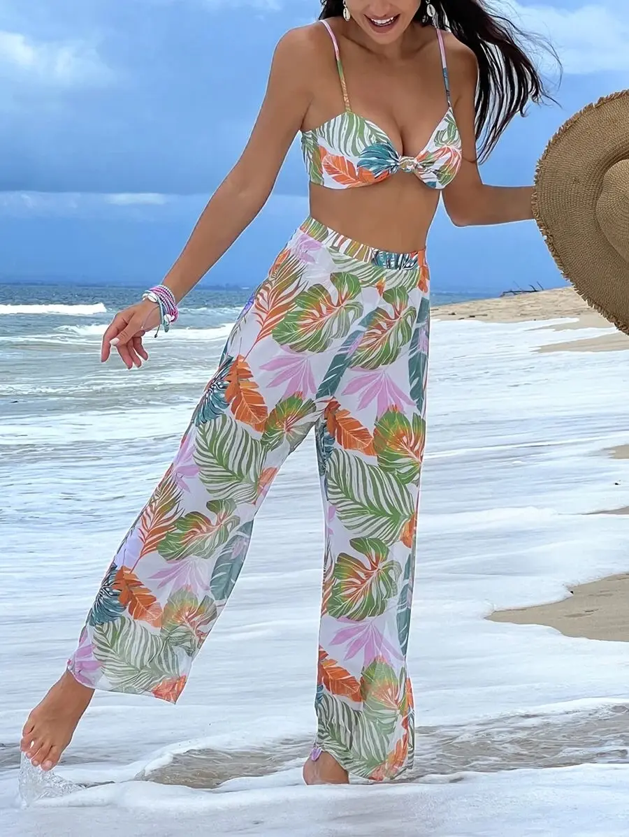 New Swimwear Sexy Bikini Mesh Trousers Three-piece Split Women's Swimsuit