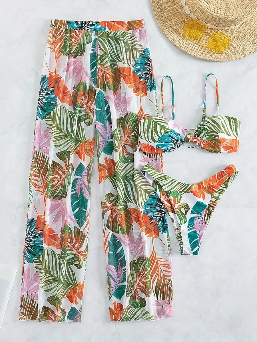 New Swimwear Sexy Bikini Mesh Trousers Three-piece Split Women's Swimsuit