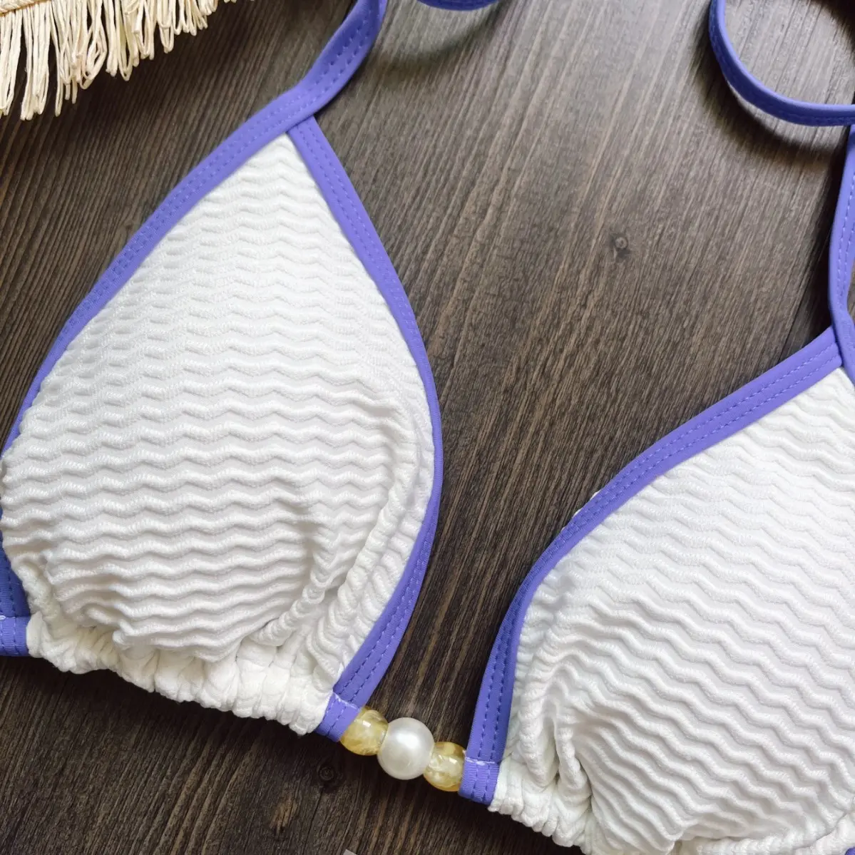 2025 new women's swimsuit solid color bikini split swimsuit