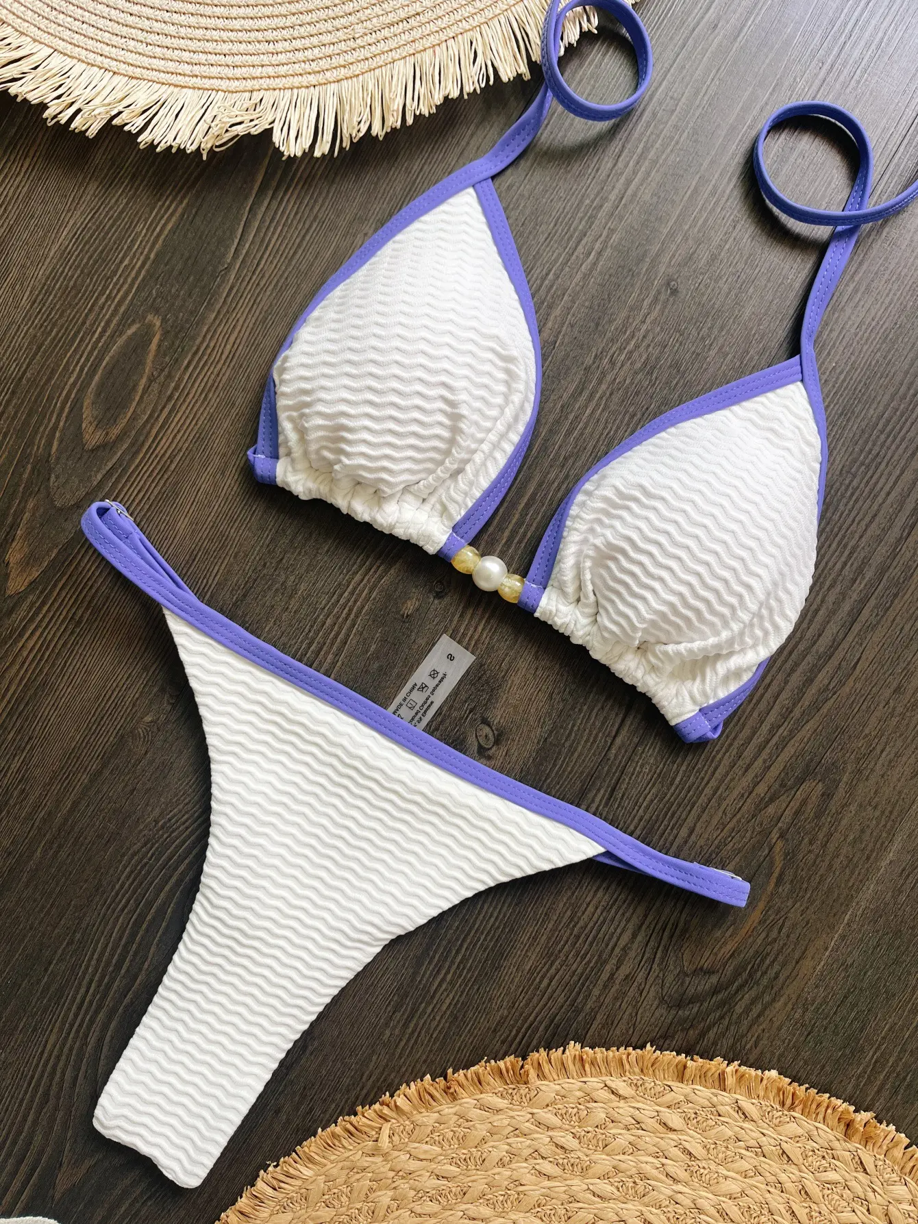 2025 new women's swimsuit solid color bikini split swimsuit
