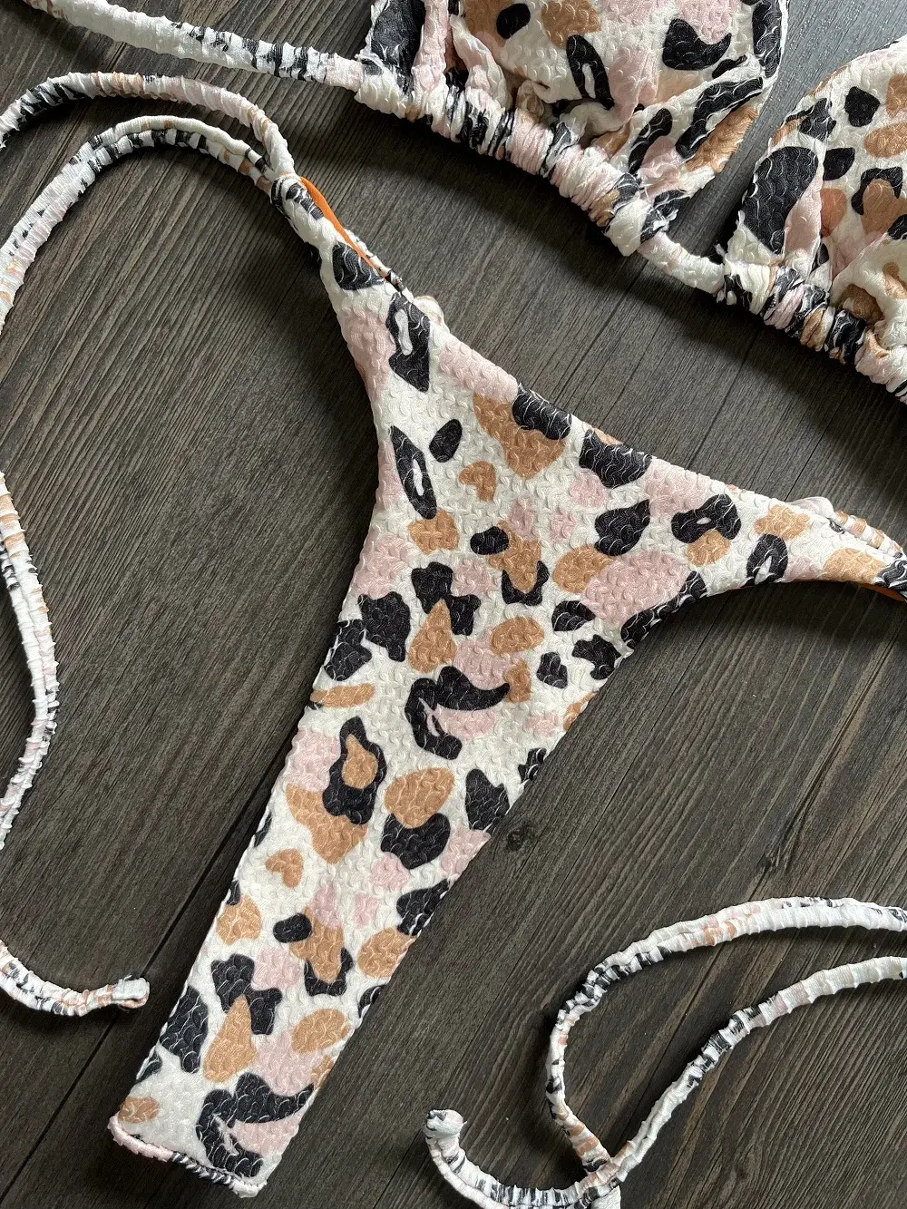 2024 Sexy Leopard Print T-shaped Bikini suit Women Beach Fashion 2 Piece Set Swimsuit Push-up Swimsuit