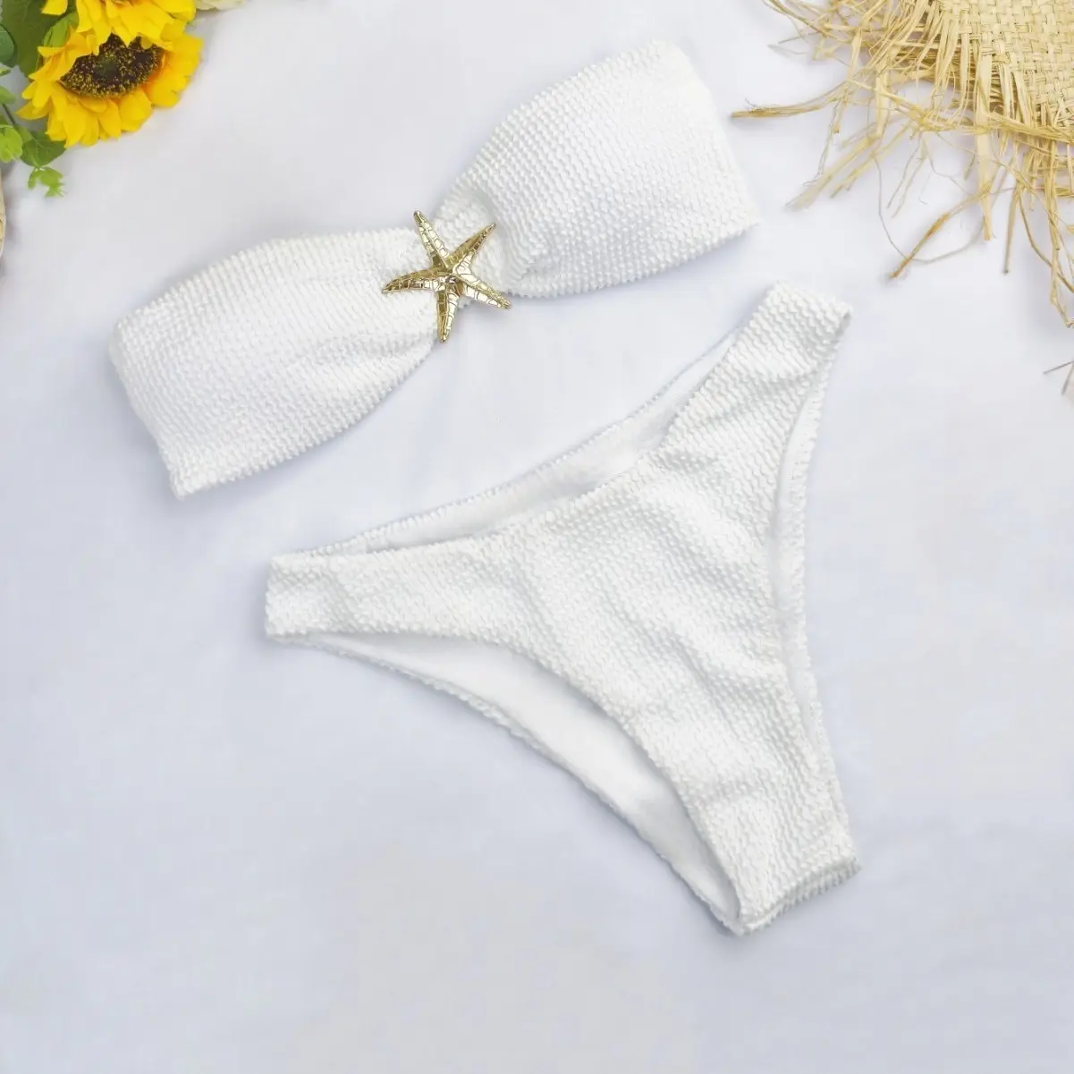 New Starfish Accessories Sexy Bikini Wave Cloth Strapless Split Swimsuit for Women