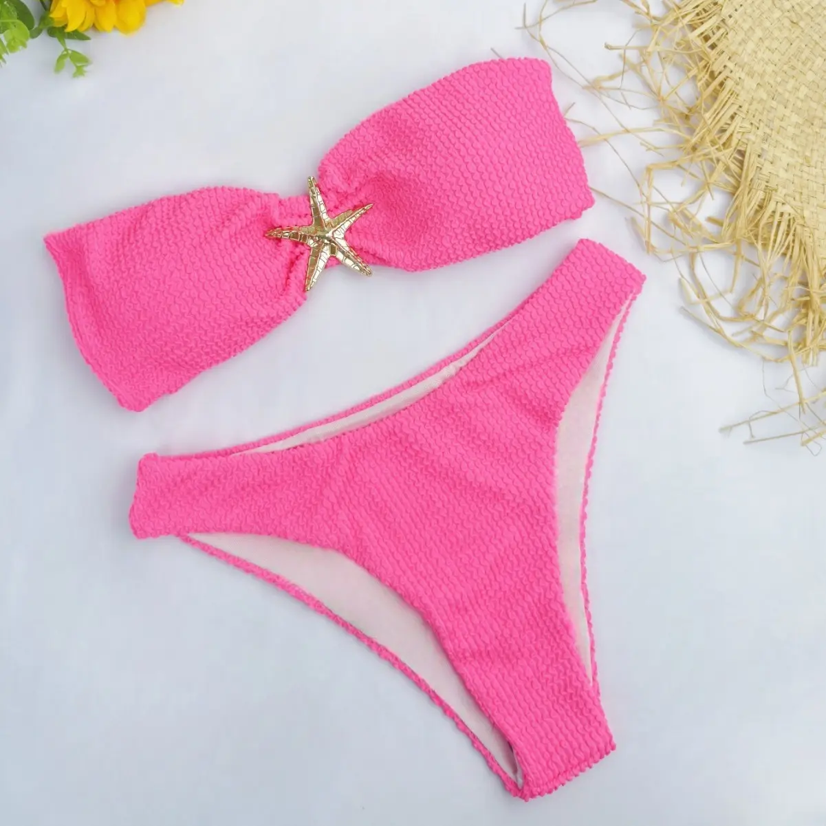 New Starfish Accessories Sexy Bikini Wave Cloth Strapless Split Swimsuit for Women