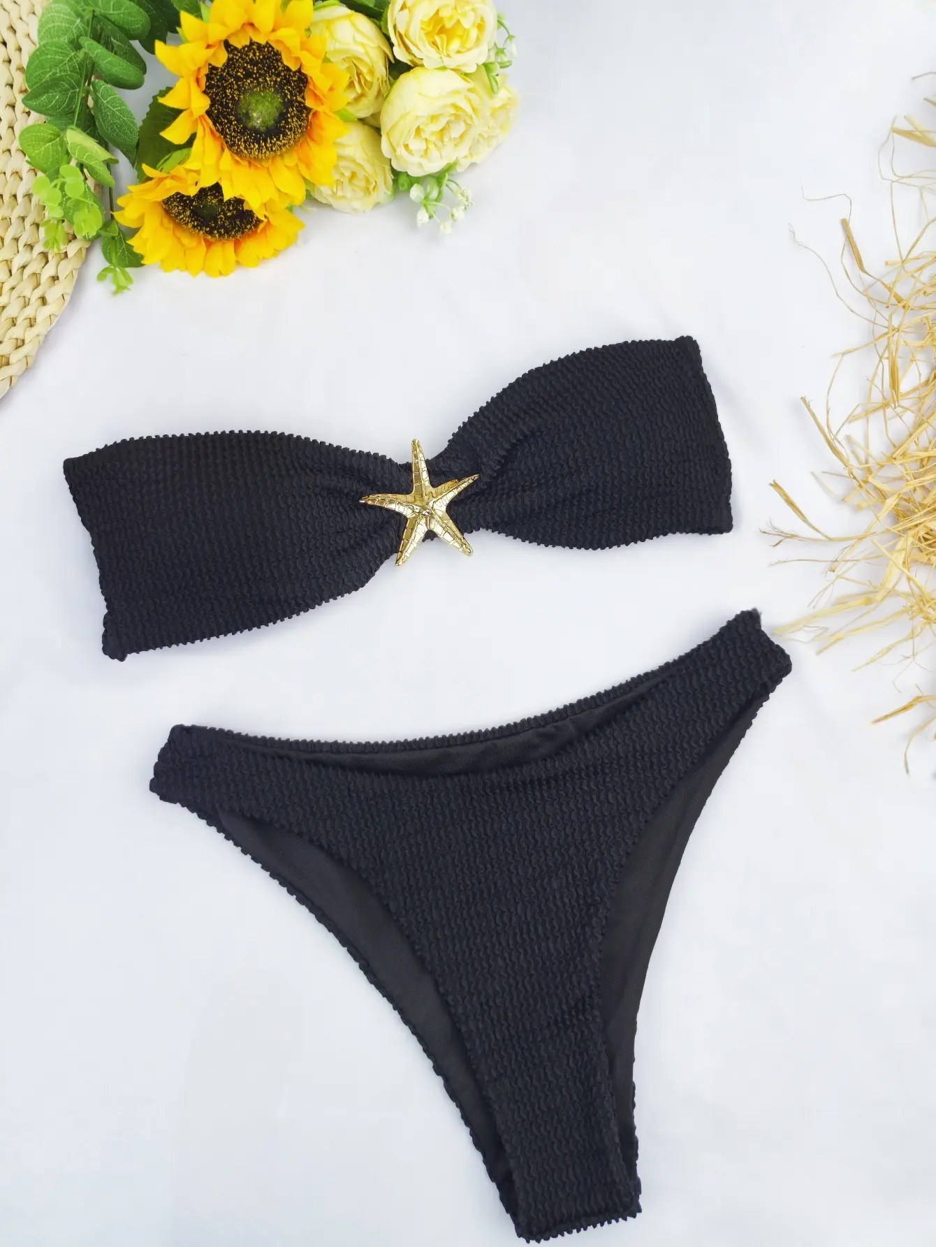 New Starfish Accessories Sexy Bikini Wave Cloth Strapless Split Swimsuit for Women