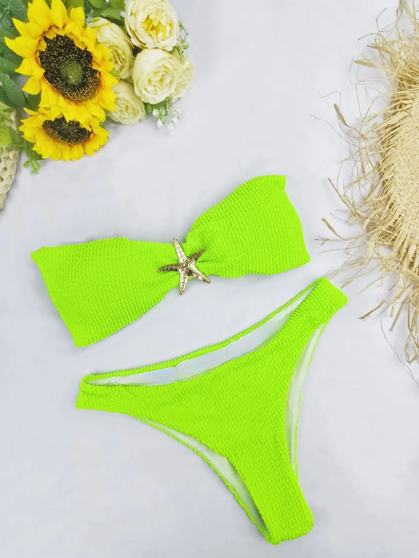 New Starfish Accessories Sexy Bikini Wave Cloth Strapless Split Swimsuit for Women