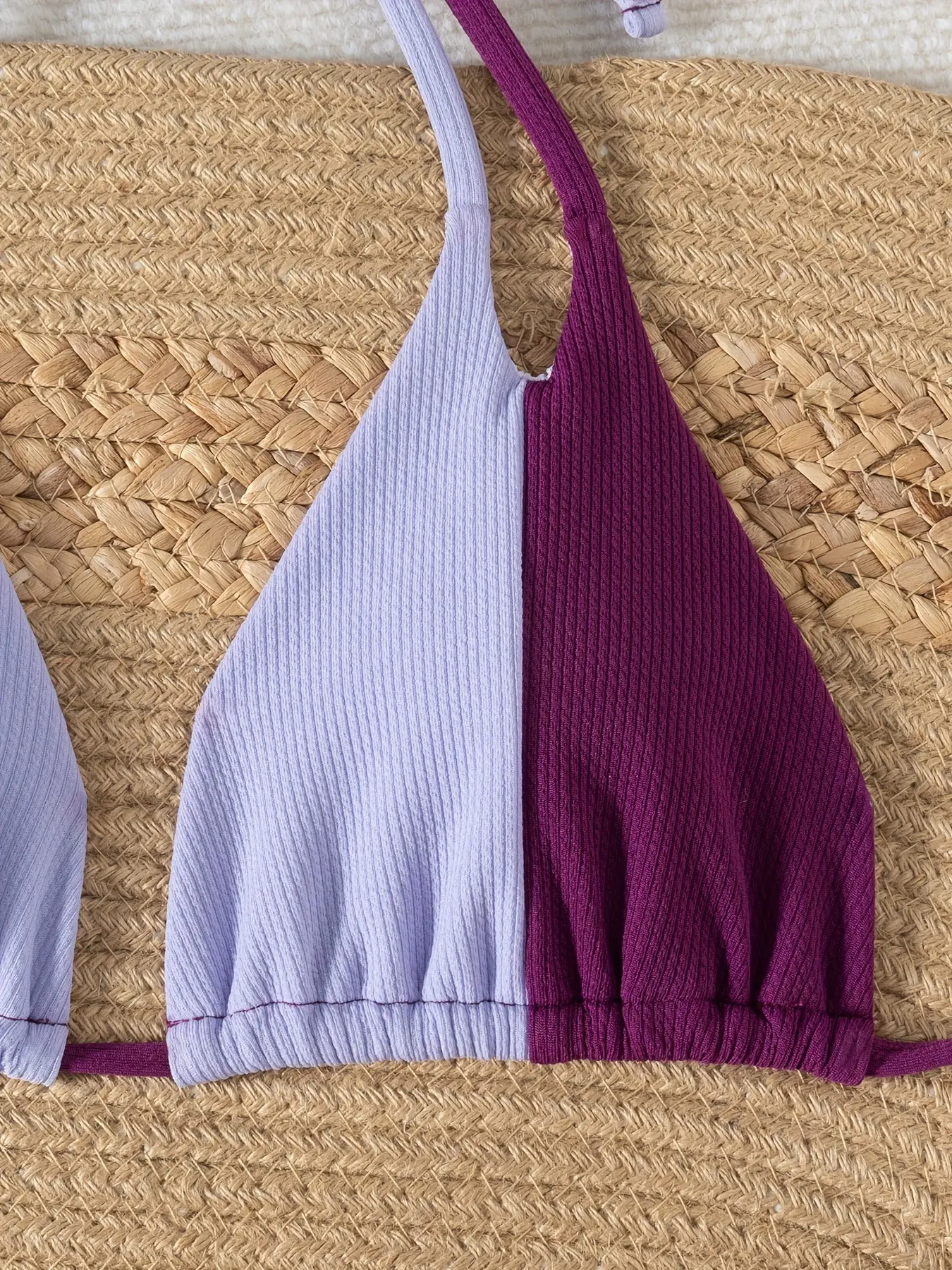 2025 new women's halter neck tie split bikini summer drawstring hot spring swimsuit