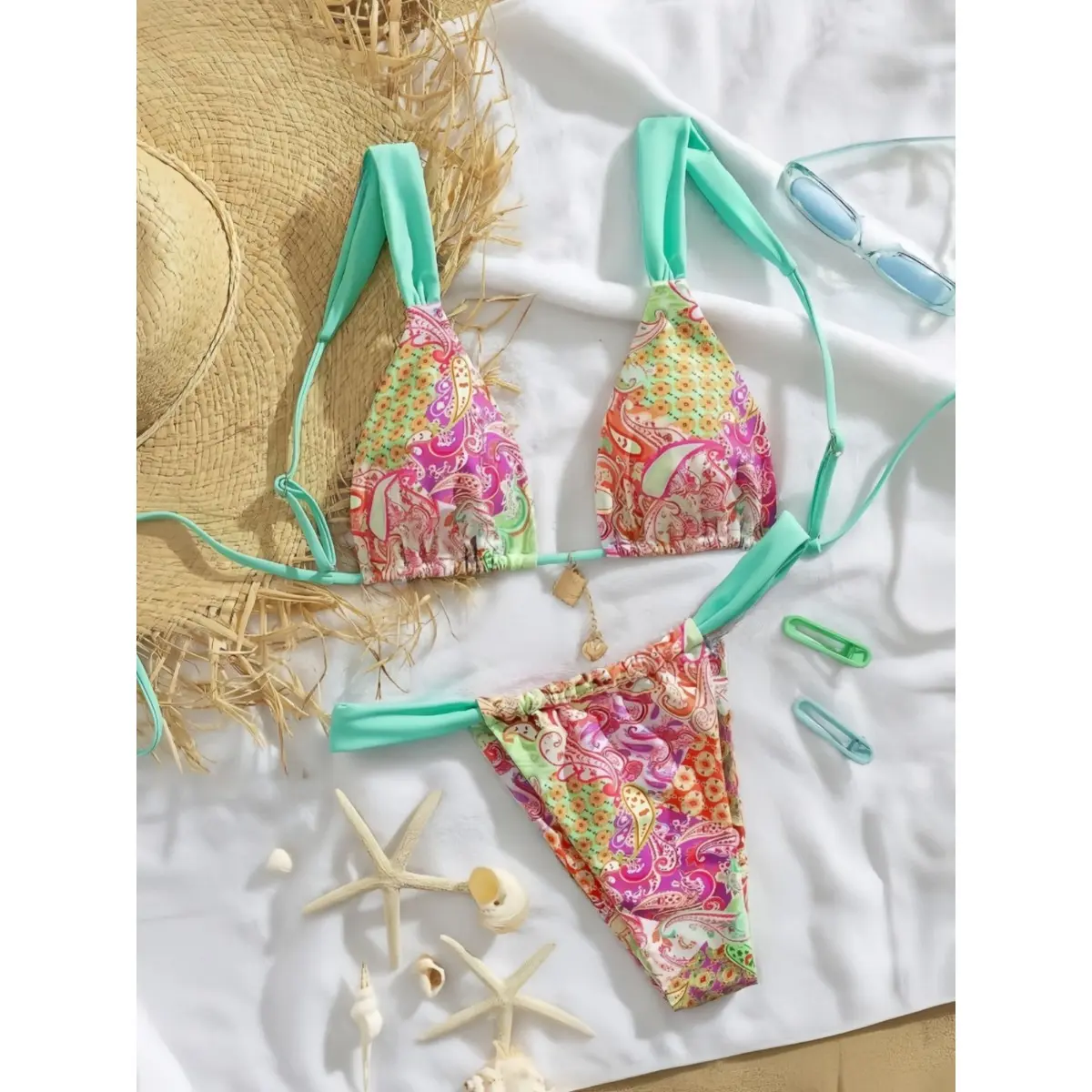 Printed Bikini Split Sexy Women Swimsuit Bikini Beach Vacation