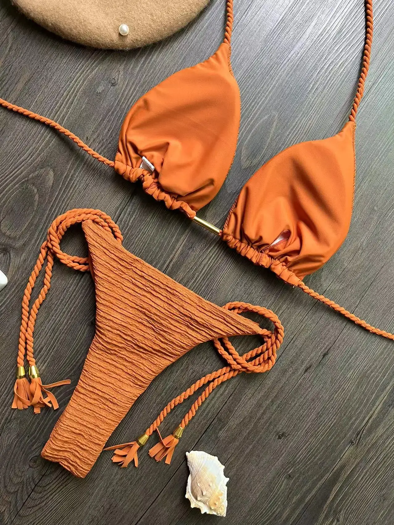 2024 women's braided rope bikini suit, brazilian swimsuit, beach bikini, sexy strap,