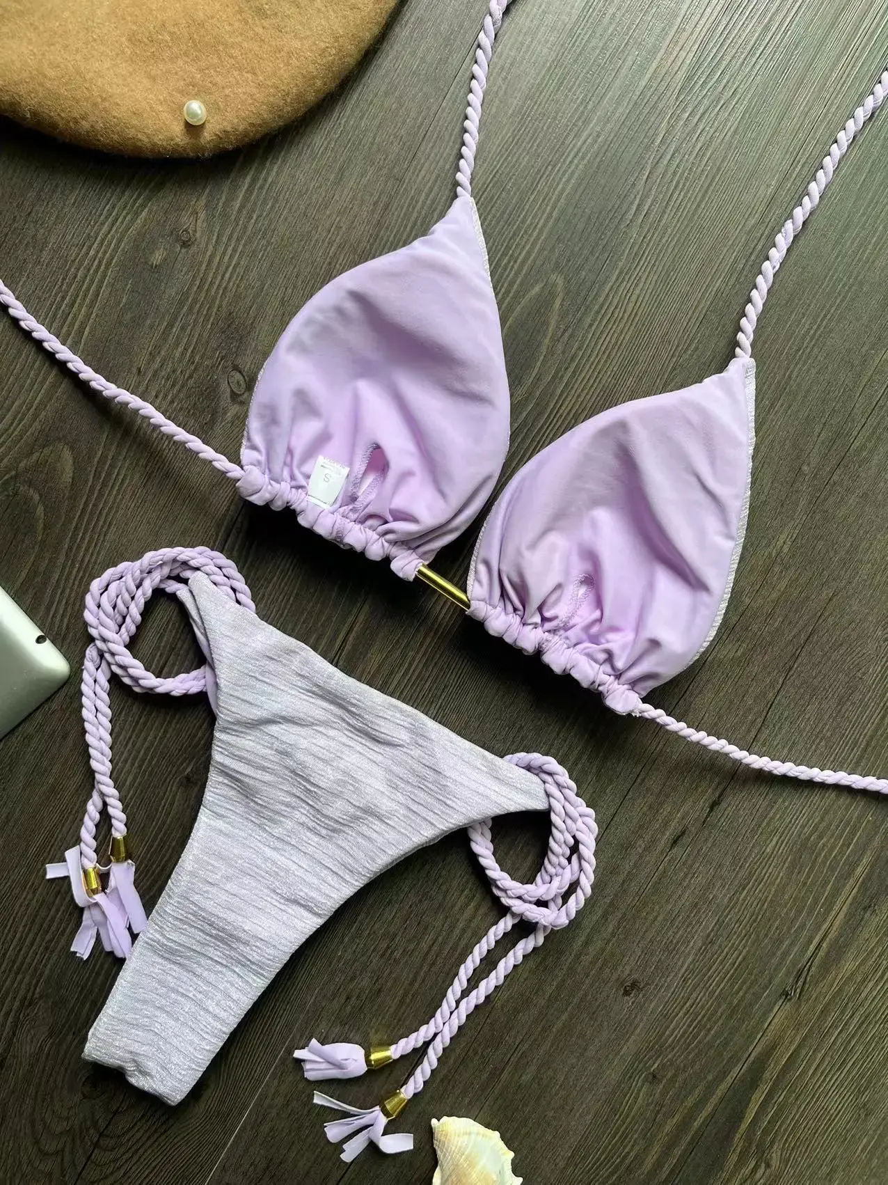 2024 women's braided rope bikini suit, brazilian swimsuit, beach bikini, sexy strap,