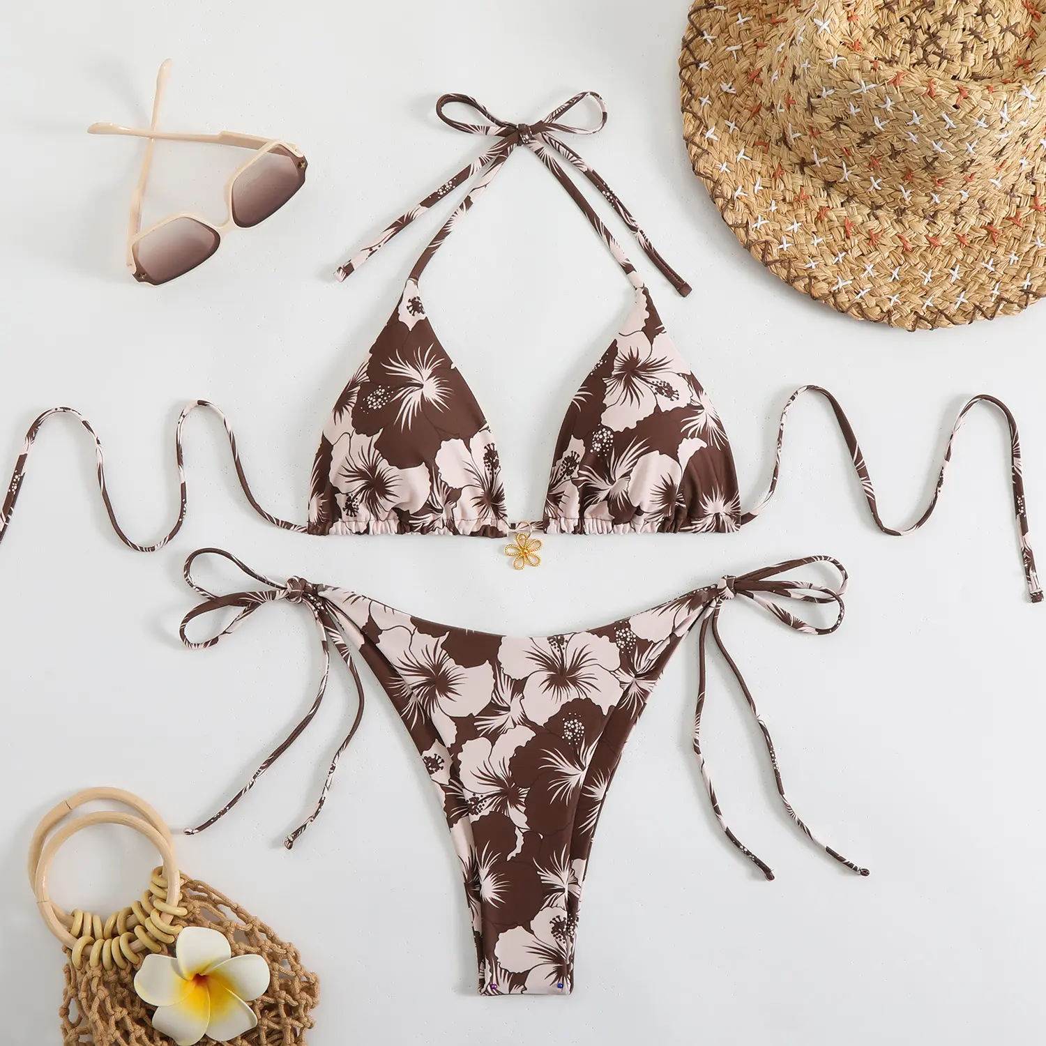 2025 Print Sexy Split Swimsuit Women's Beach Vacation Swimsuit Bikini