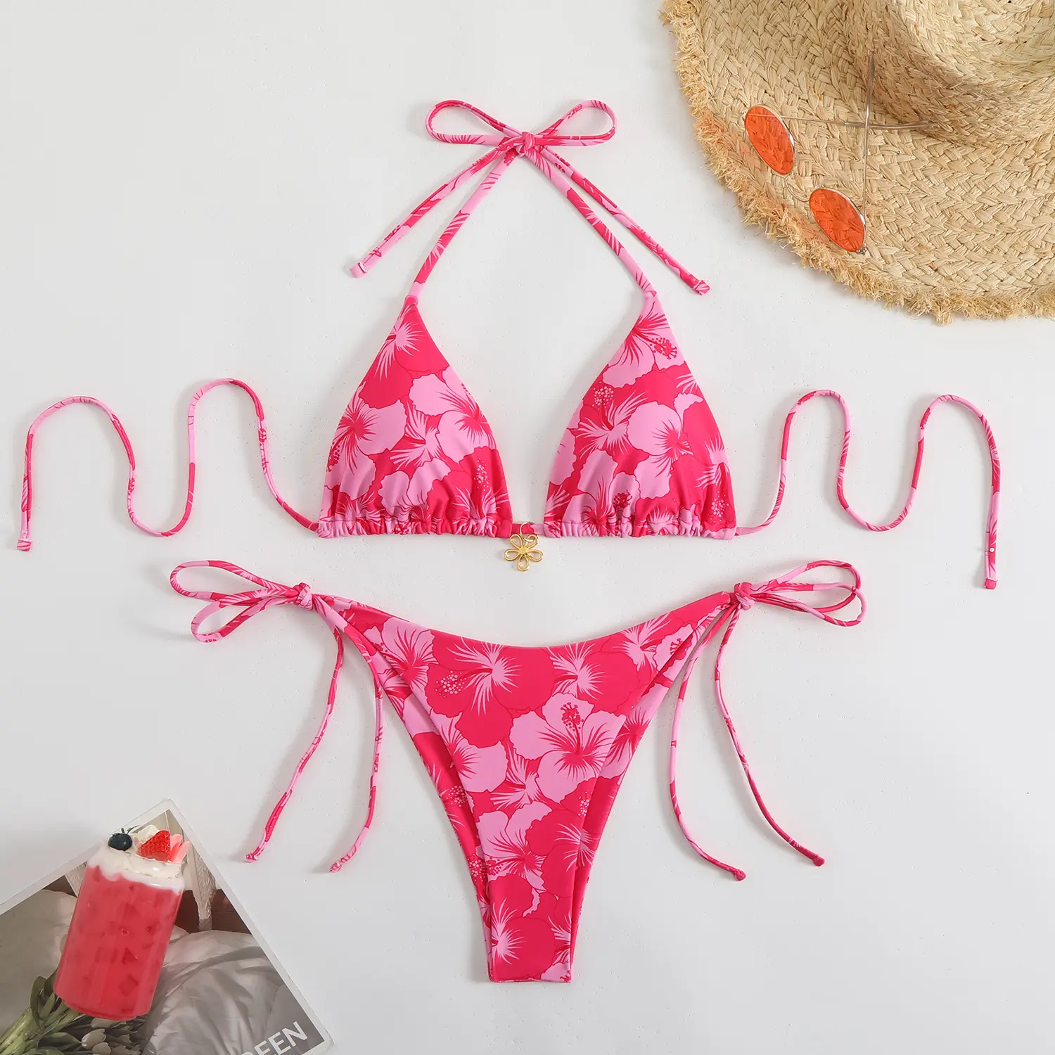 2025 Print Sexy Split Swimsuit Women's Beach Vacation Swimsuit Bikini