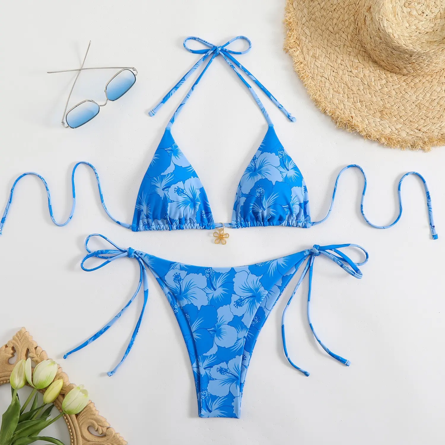 2025 Print Sexy Split Swimsuit Women's Beach Vacation Swimsuit Bikini
