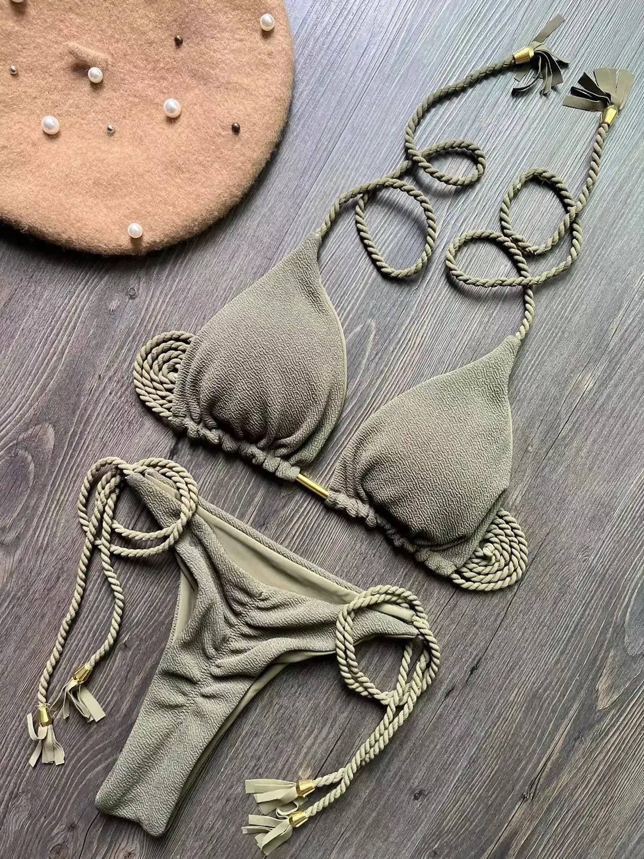 2024 Sexy Strap Bikini Women suit, 2 Piece Set Swimsuit, Brazilian Swimsuit Triangle, Push-up