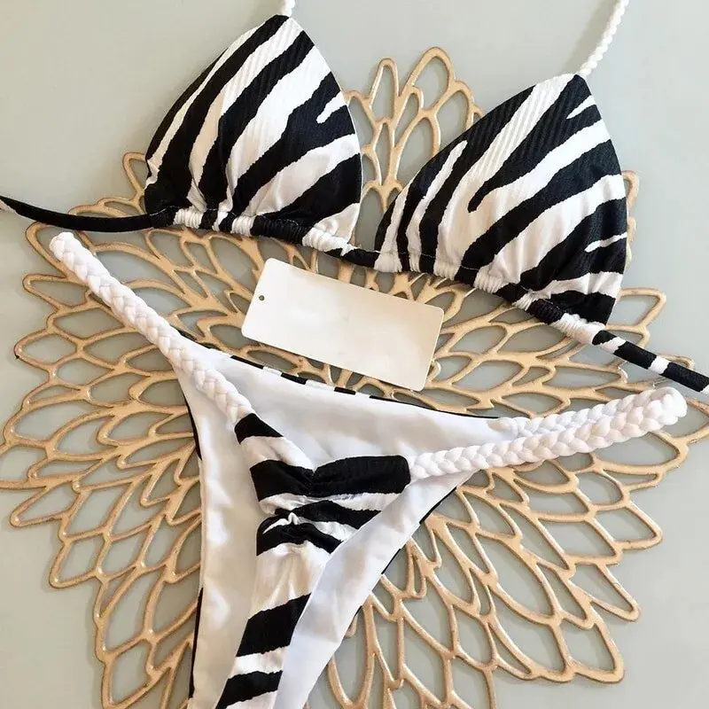 2024 Women's Bikini Swimsuit Women's Split Solid Color Lace-up Sexy Swimsuit 2-piece Set