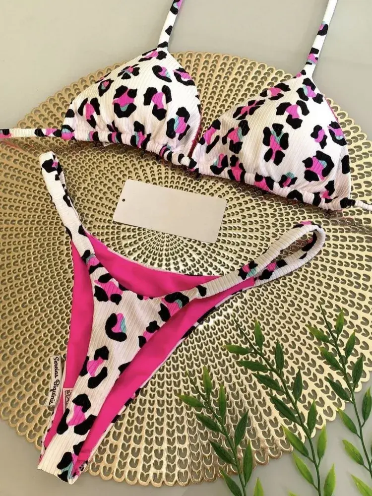 2024 brazilian bikini women suit, beach fashion, sexy thong swimsuit, cute cherry print