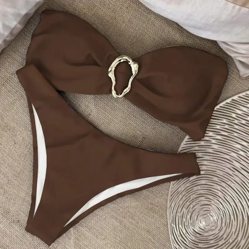New Sexy Bikini Solid Color Tube Top Split Women Swimsuit Swimsuit Women