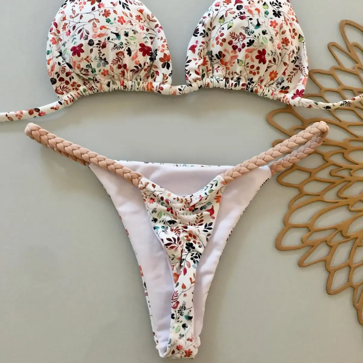 2025 new bikini split tight women's swimsuit swimsuit gathered leopard print swimsuit