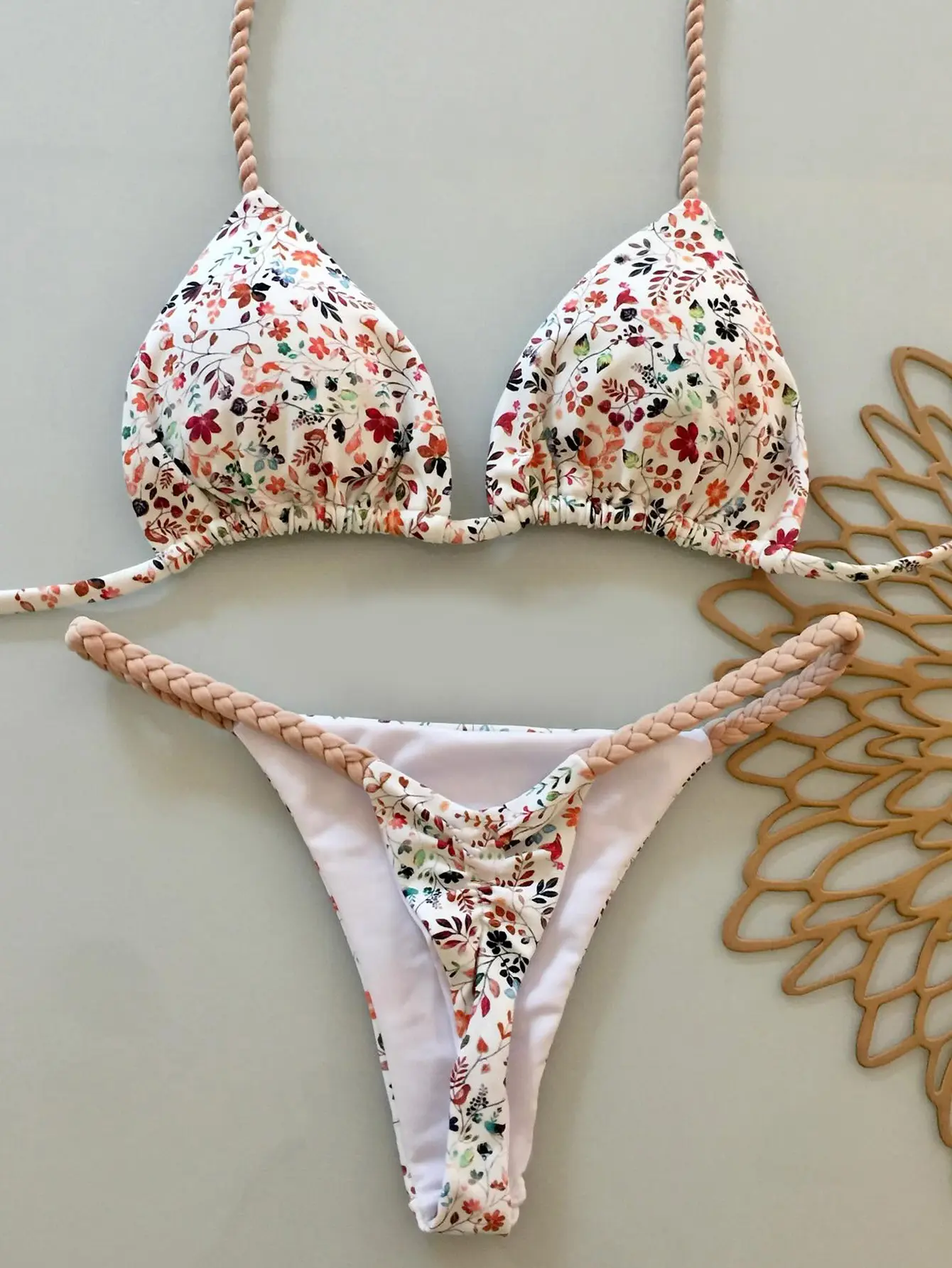 2025 new bikini split tight women's swimsuit swimsuit gathered leopard print swimsuit