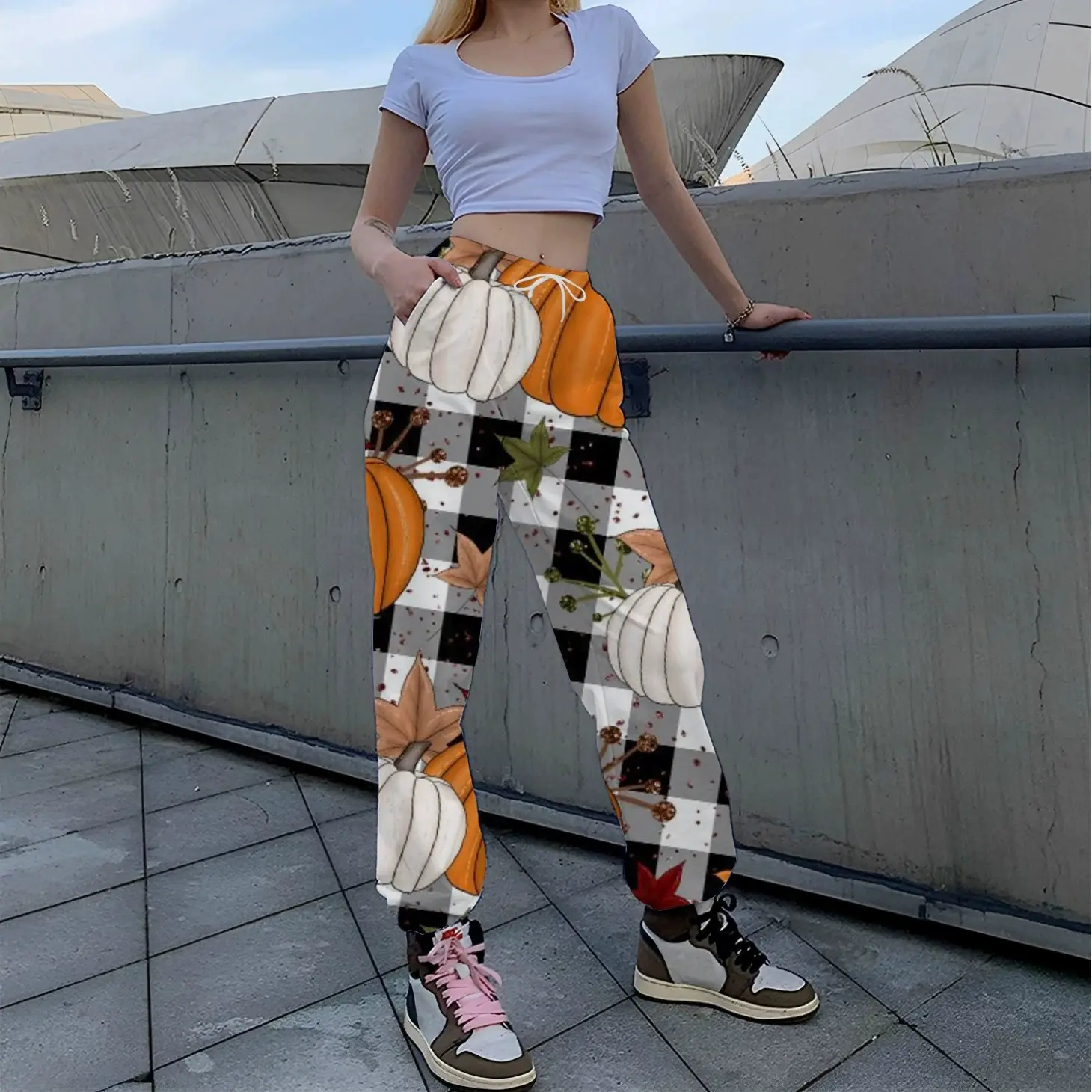 2025 Women's Spring and Autumn Halloween Series Digital Print Loose Leg Sweatpants Fashion Trend Versatile Pants