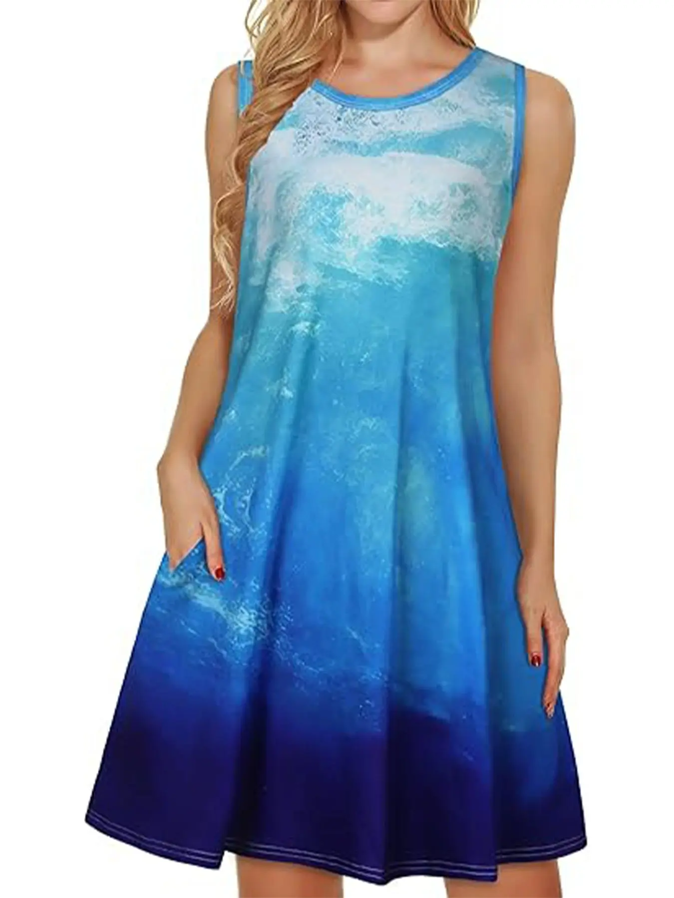 Women's Summer Dress 2025 Beach Casual Sleeveless Floral Print Vest Loose Slip Dress