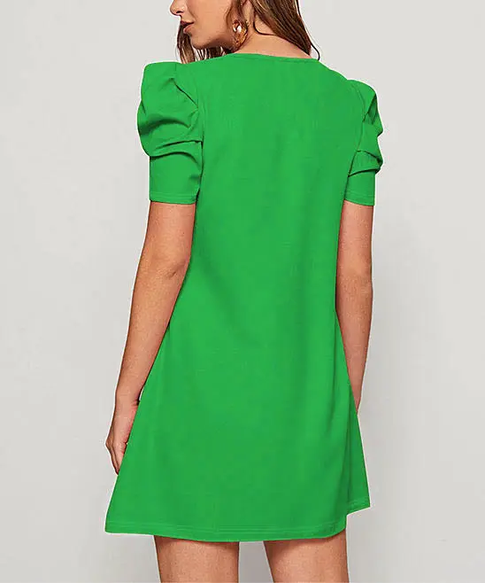 fashion Elegant loose Back Lace Up Short Sleeve Dress