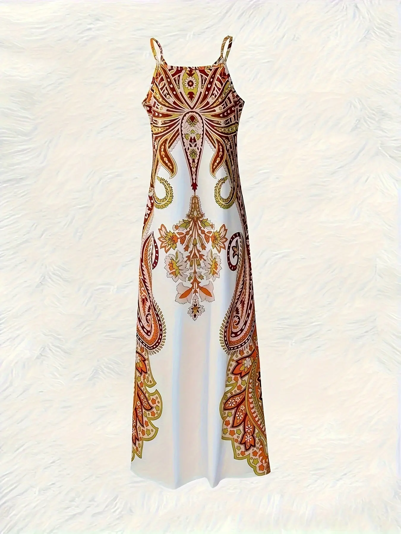 2024 Cross-border Seaside Resort 3d printed Bohemian maxi dress Summer casual women's dress