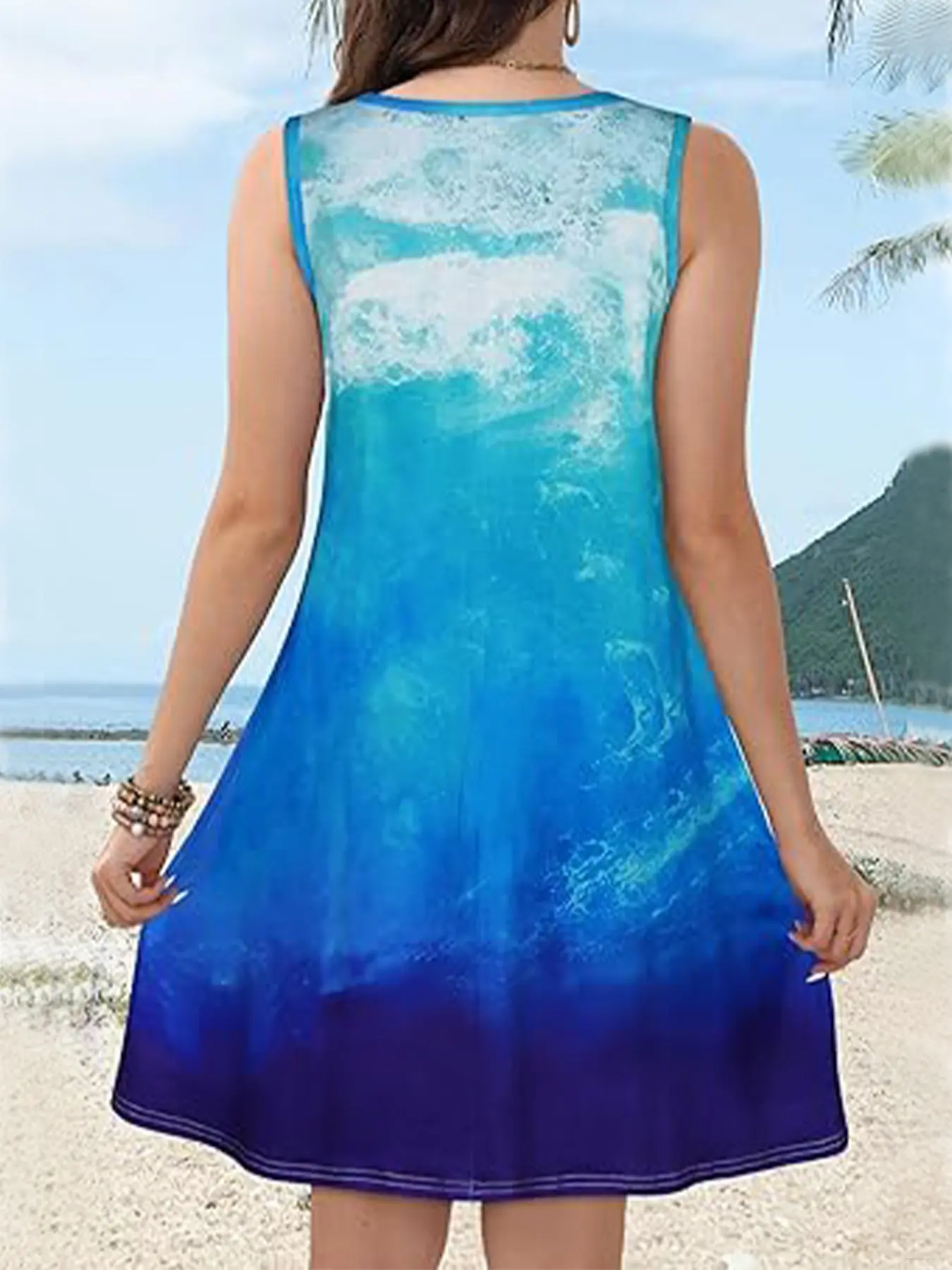 Women's Summer Dress 2025 Beach Casual Sleeveless Floral Print Vest Loose Slip Dress