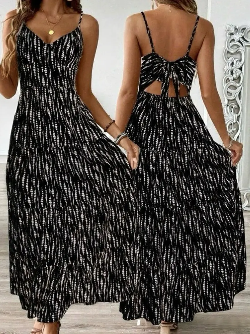 Women's Western Vacation Style Off-the-shoulder Dress 2025 Spring/Summer New Asymmetric Striped Design Maxi Dress