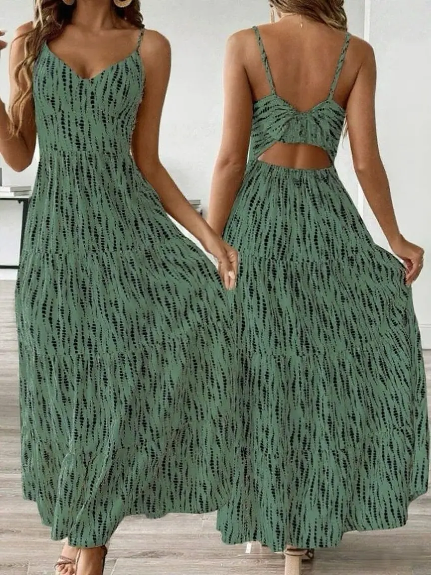 Women's Western Vacation Style Off-the-shoulder Dress 2025 Spring/Summer New Asymmetric Striped Design Maxi Dress